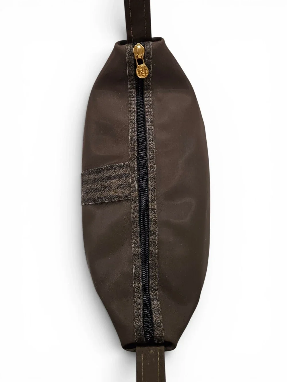 Fendi Pequin Nylon Vanity Bag In Brown Stripe With Gold Hardware